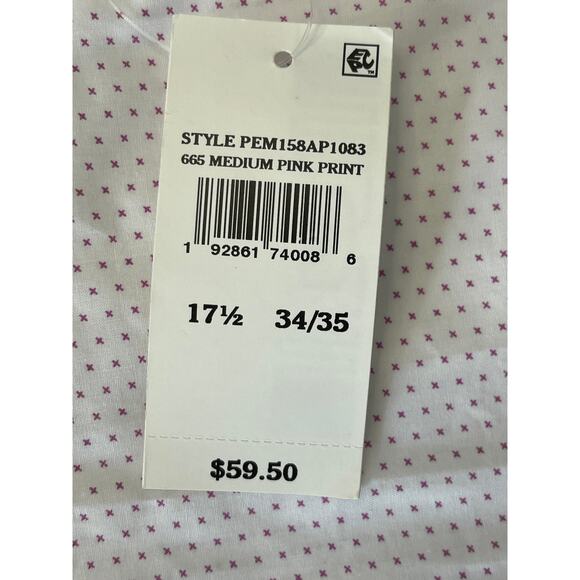 NWT Perry Ellis Portfolio Slim Fit Button Down Pink Print Size Men's 17.5 34/35 - Picture 3 of 8